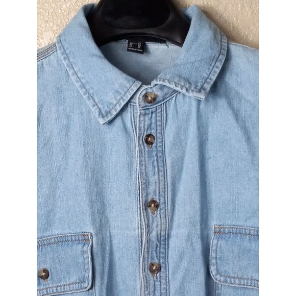 Forever 21 blue button up long sleeve shirt size 0 - Picture 3 of 6